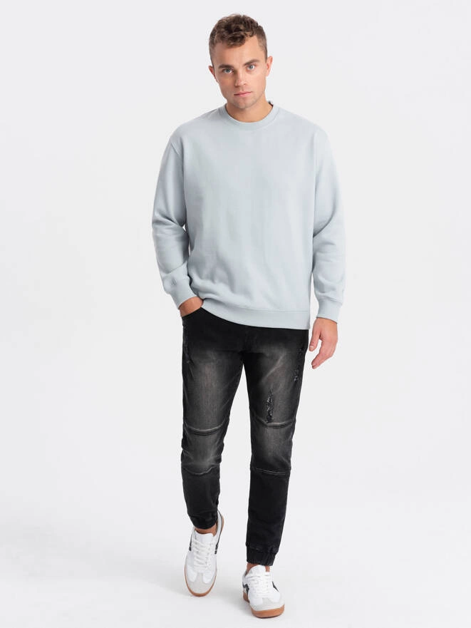 Spodnie męskie marmurkowe JOGGERY z przetarciami - czarne V2 OM-PADJ-0153