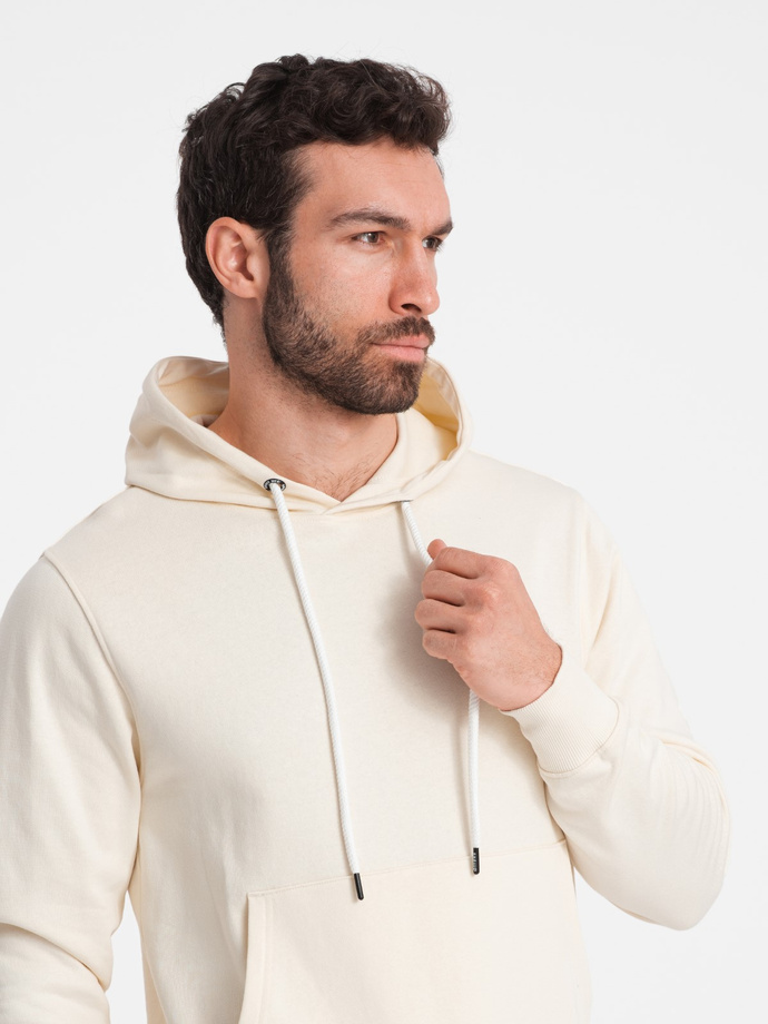 Men's tracksuit set kangaroo sweatshirt + pants - cream V11 Z80