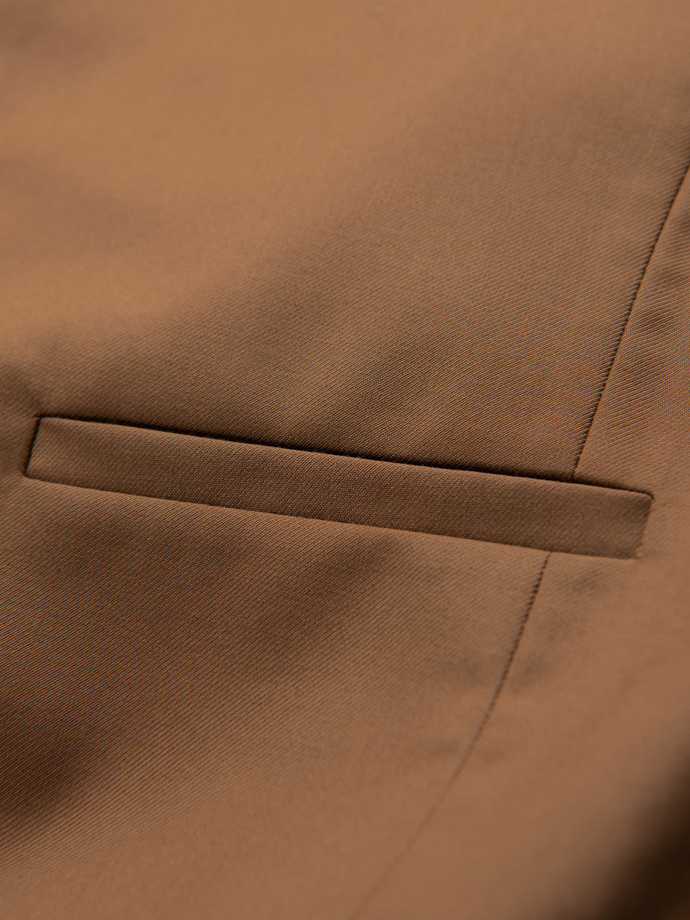 Kamizelka męska garniturowa bez klap - karmelowa V1 OM-BLZV-0112