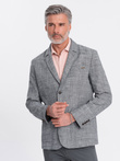 Men's REGULAR cut jacket with linen - graphite V5 OM-BLZB-0128