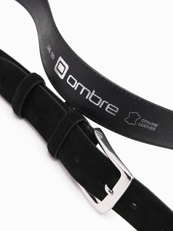 Unicolored men's natural suede belt - black V1 OU-ACBE-0113