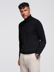 Men's knitted fitted turtleneck with viscose - black V1 OM-SWTN-0101