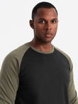 Men's longsleeve with raglan contrast sleeves - black/olive V3 OM-LSCL-0105