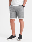 Spodenki męskie z tkaniny melanżowej LOOSE FIT - szare V6 OM-SRSK-0116