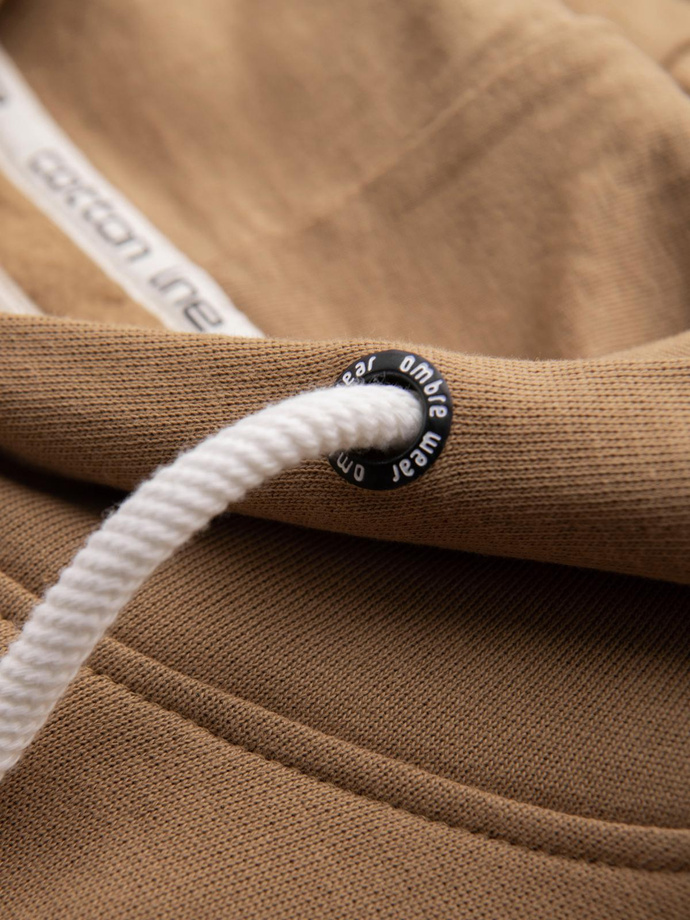 Men's kangaroo hooded sweatshirt - brown V2 OM-SSBN-0177