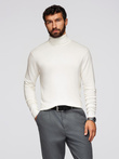 Men's knitted fitted turtleneck with viscose - ecru V3 OM-SWTN-0101