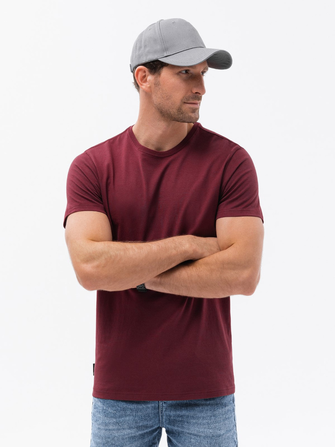 T-shirt męski bawełniany BASIC - bordowy V10 S1370