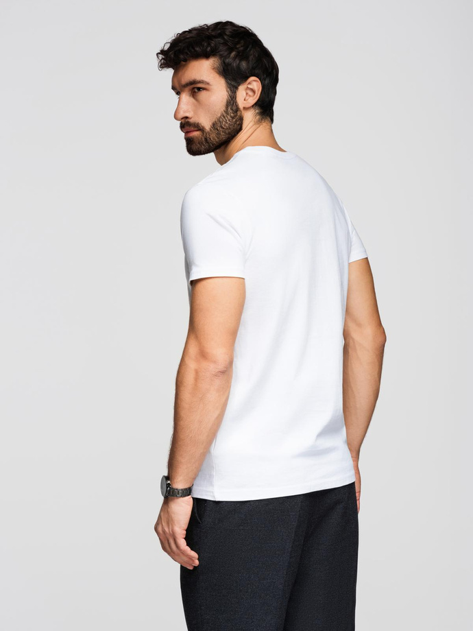 Men's BASIC classic cotton T-shirt - white V4 OM-TSBS-0236