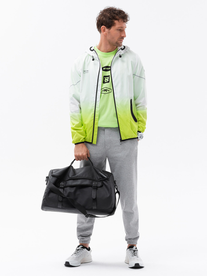 Men's sports jacket with ombre effect - white and lime green V1 OM-JANP-0104