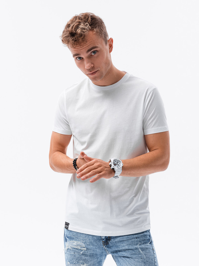 T-shirt męski z nadrukiem - biały V1 S1682