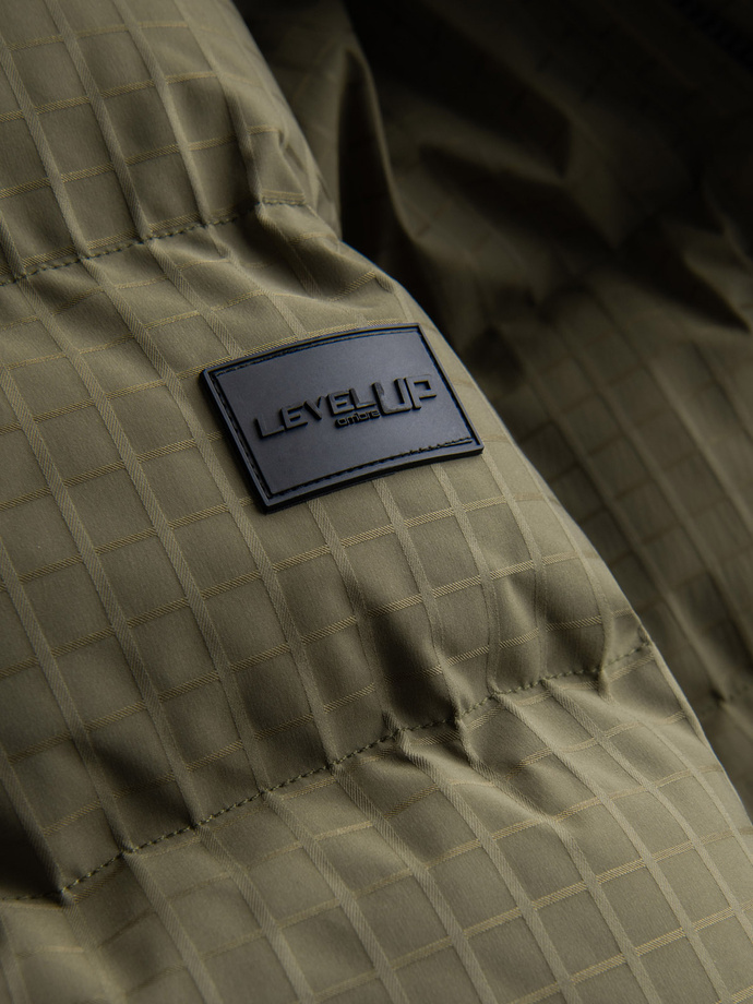 Outdoorowa długa męska kurtka parka  – oliwkowa V4 OM-JALJ-0201