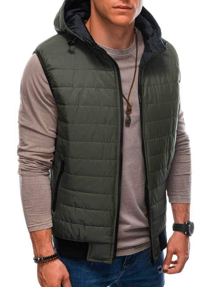 Men's quilted vest V58 - khaki