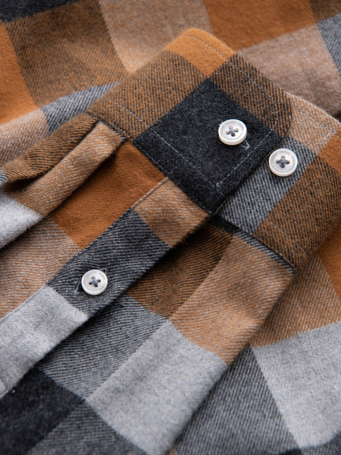 Men's plaid flannel shirt - yellow and black V2 OM-SHCS-0150