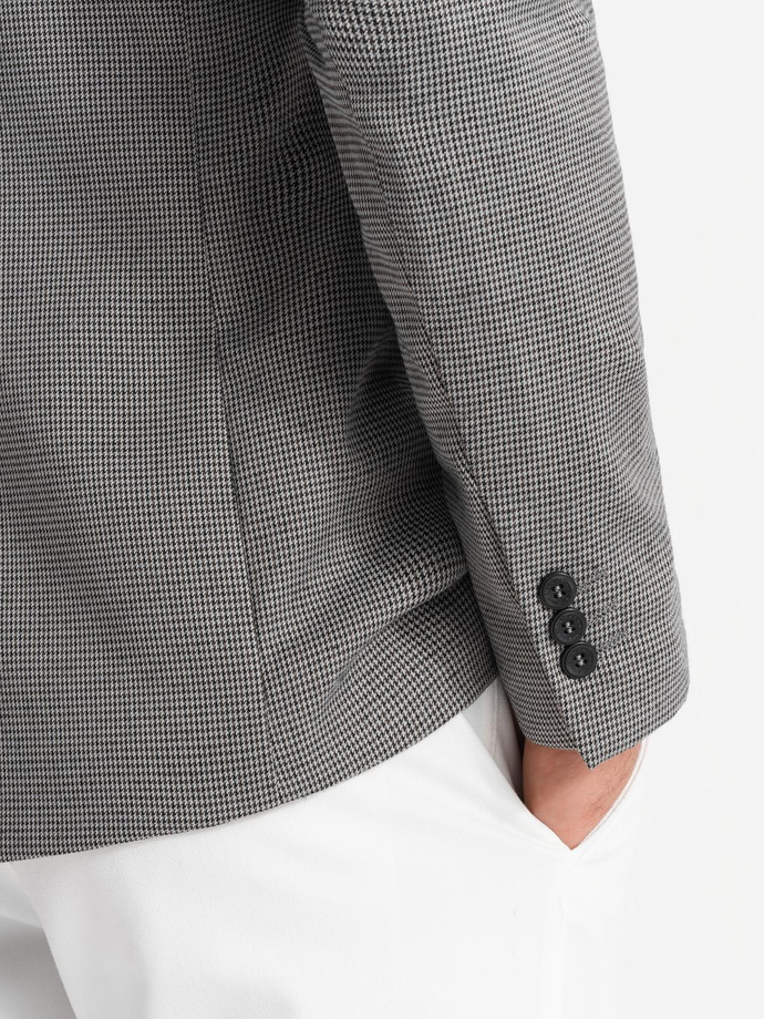 Men's casual blazer in delicate check - gray V2 OM-BLZB-0116