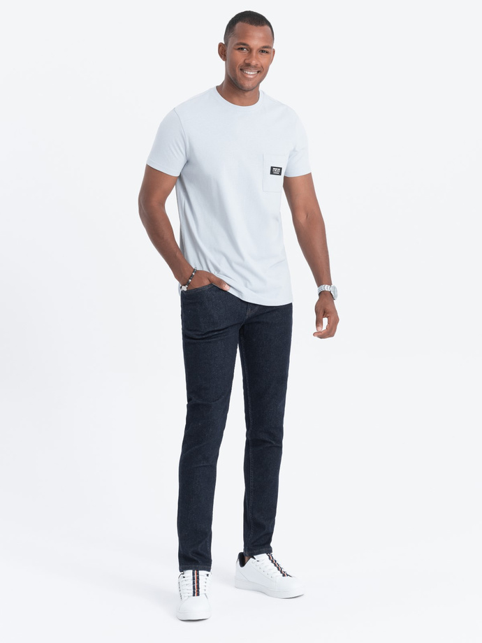 Men's cotton t-shirt with pocket - blue V9 S1743