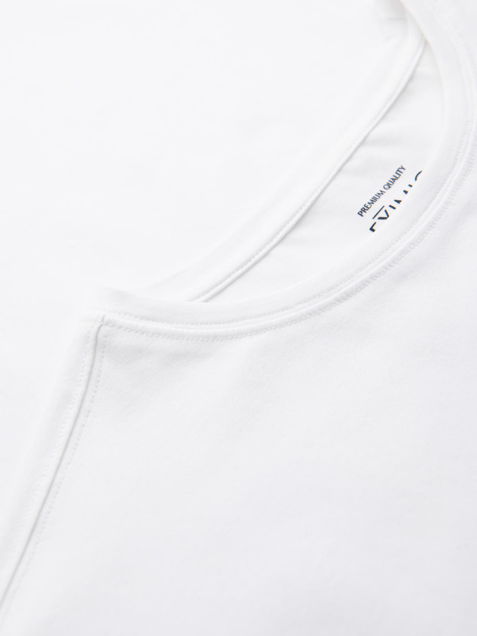 Men's SLIM FIT longsleeve with elastane and print - white V2 OM-LSBC-0124