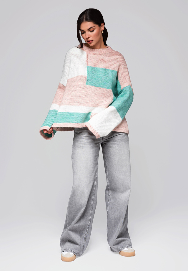 Sweter damski LW-SWSW-0108 - pink/cream