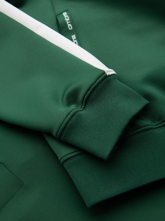 Unzipped men's hooded sweatshirt with piping - dark green V7 OM-SSZP-0210
