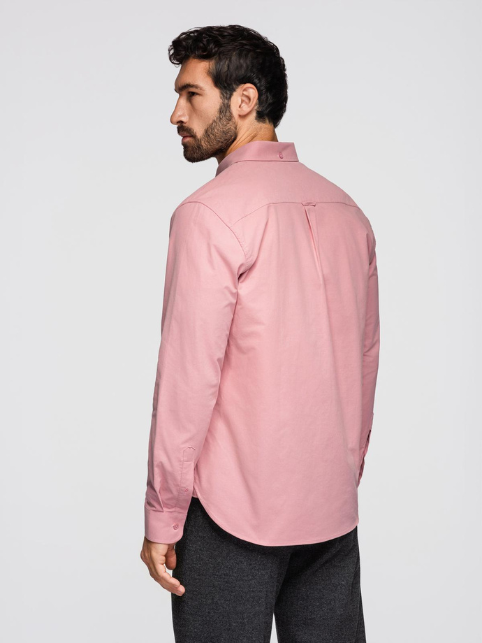Men's REGULAR FIT cotton shirt with pocket - pink V3 OM-SHOS-0153