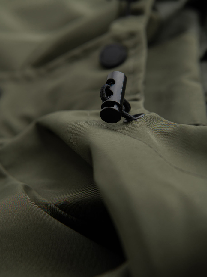 Men's functional transitional jacket with hood - olive V2 OM-JANP-0225