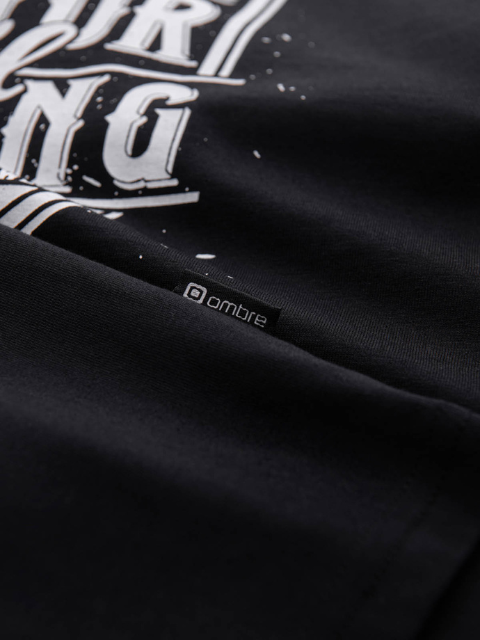 T-shirt męski z nadrukiem w stylu motocyklowym – czarny V1 OM-TSPT-0125