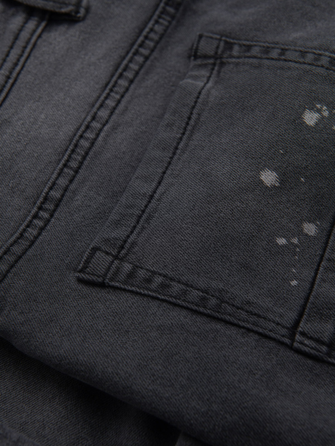 Męskie krótkie spodenki jeansowe z przetarciami i podwiniętą nogawką – szare V3 OM-SRDS-0186