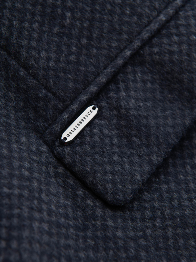 Rozpinany męski płaszcz z wełną – granatowy V1 OM-COWC-0121