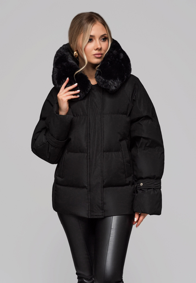 Women's insulated jacket with fur OW-JAHP-0105 v1 - black
