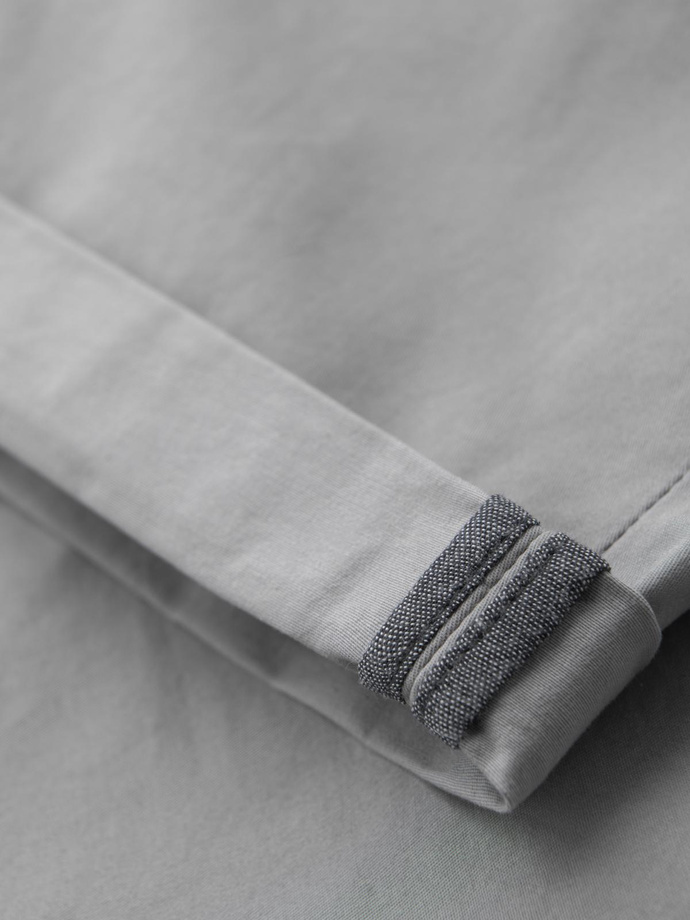 Szorty klasyczne męskie chino z podwiniętą nogawką - szare V12 OM-SRCS-0197