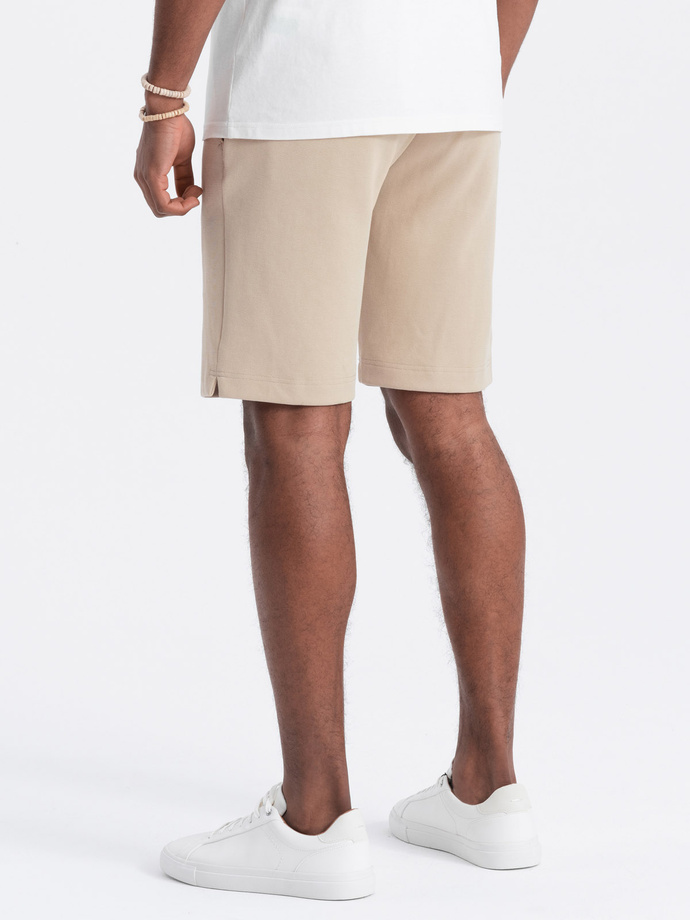 Men's SLIM FIT structured knit shorts - sand V3 OM-SRCS-0126