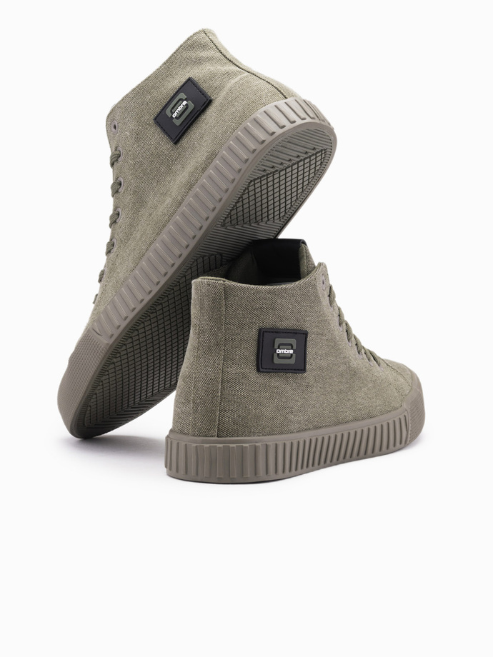 Buty męskie trampki canvas z wysoką cholewką – oliwkowe V2 OM-FOTH-0186