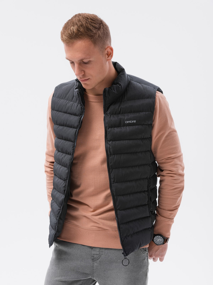 Men's quilted vest - black V38