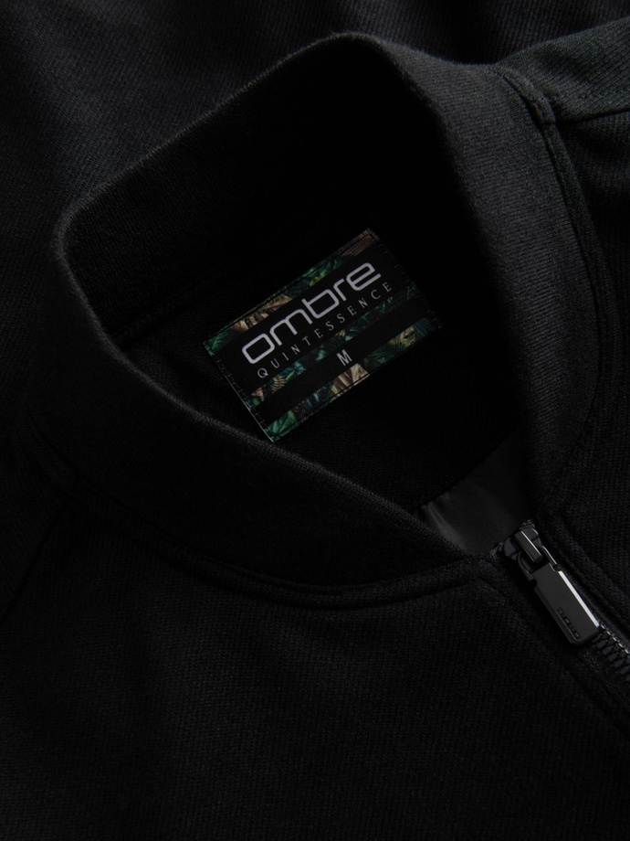 Kurtka bomberka męska z raglanowym rękawem – czarna V1 OM-JANP-0159