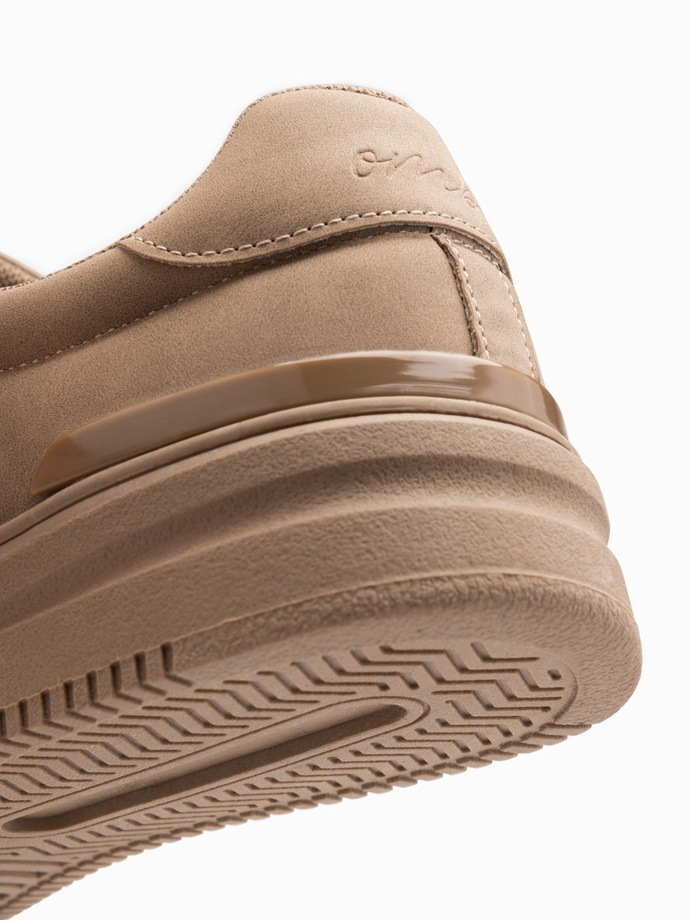 Unisex casual men's eco nubuck shoes - light brown V1 OM-FOCS-0151