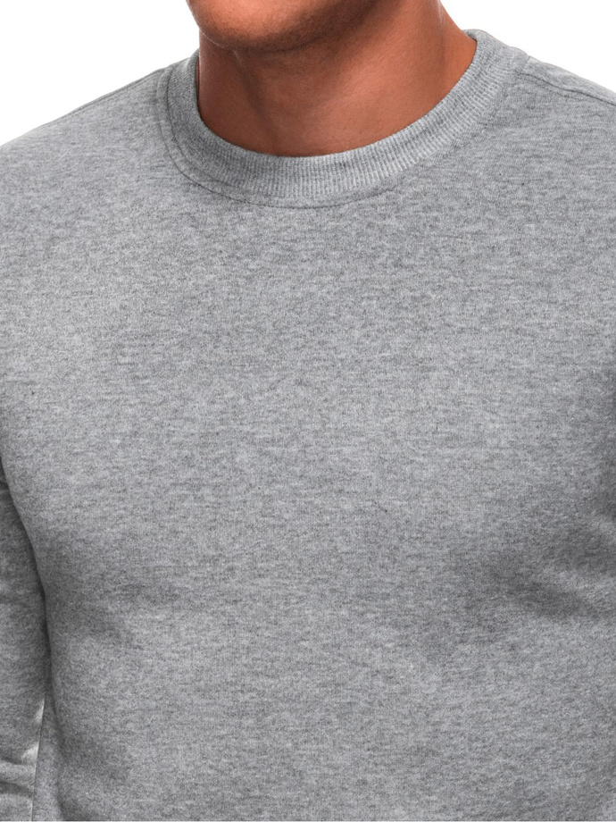 Men's solid BASIC round neck sweatshirt - grey melange V7 EM-SSBN-0100