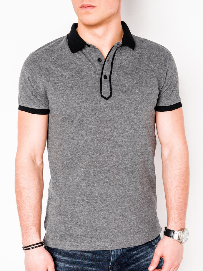 Men's plain polo shirt S663 - dark grey