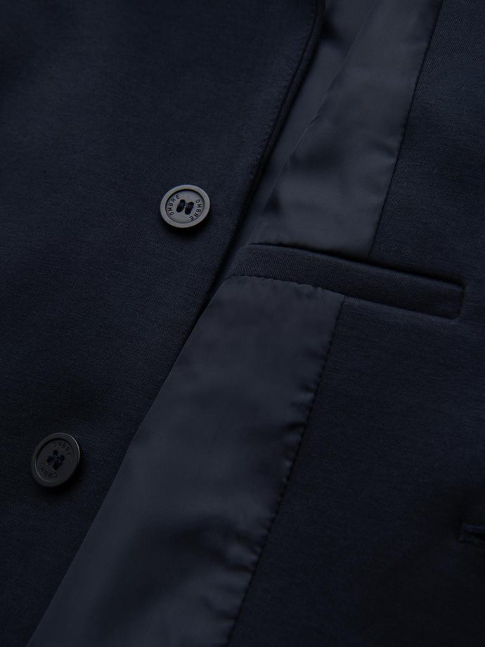 Men's knitted jacket with a fitted cut - navy blue V3 OM-BLZB-0100