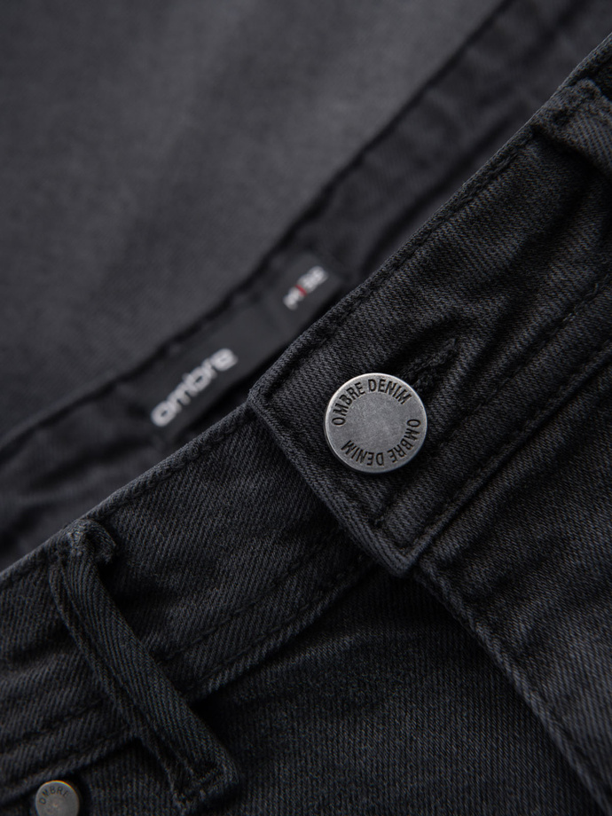 Men's classic cut denim shorts - black V4 OM-SRDS-0171