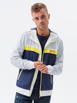 Men's hooded windbreaker jacket - navy blue V1 C438