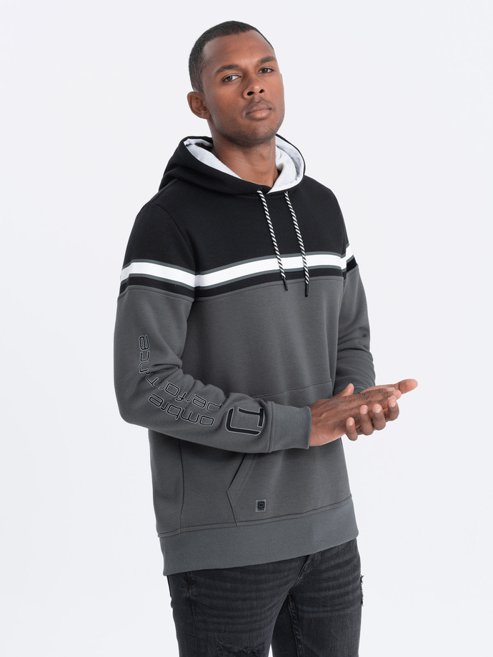 Men's tri-color hoodie - gray V2 OM-SSNZ-22FW-014