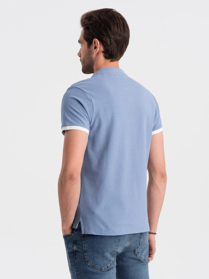 Men's collarless polo shirt - blue V3 OM-TSCT-0156