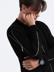 Men's bomber jacket with decorative zips on sleeves AMSTERDAM - black B1367