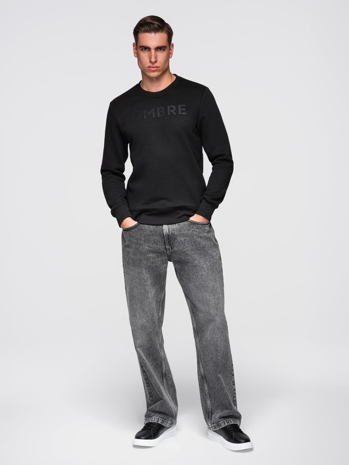 Classic men's sweatshirt with inscription - black V4 B1711