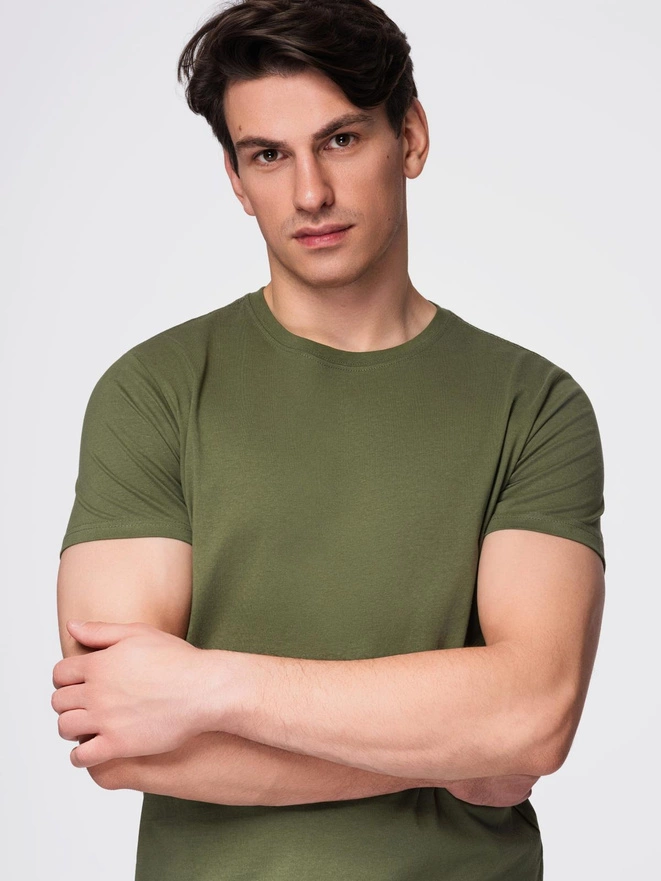 BASIC men's classic cotton T-shirt - khaki V6 OM-TSBS-0236