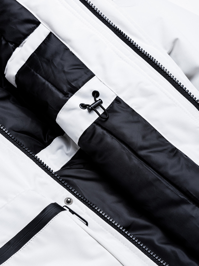 Kurtka męska ocieplana z kieszeniami cargo - biała V1 C450