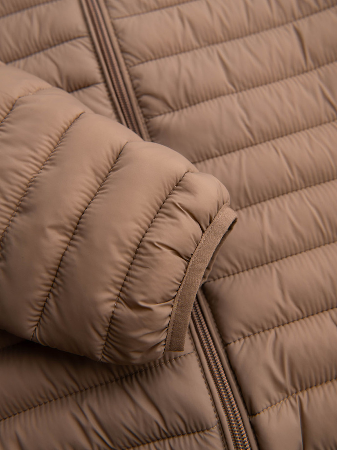 Męska kurtka pikowana pakowana w worek - brązowa V4 OM-JALP-0156