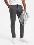 Men's knitted pants with elastic waistband - dark grey V2 OM-PACP-0116