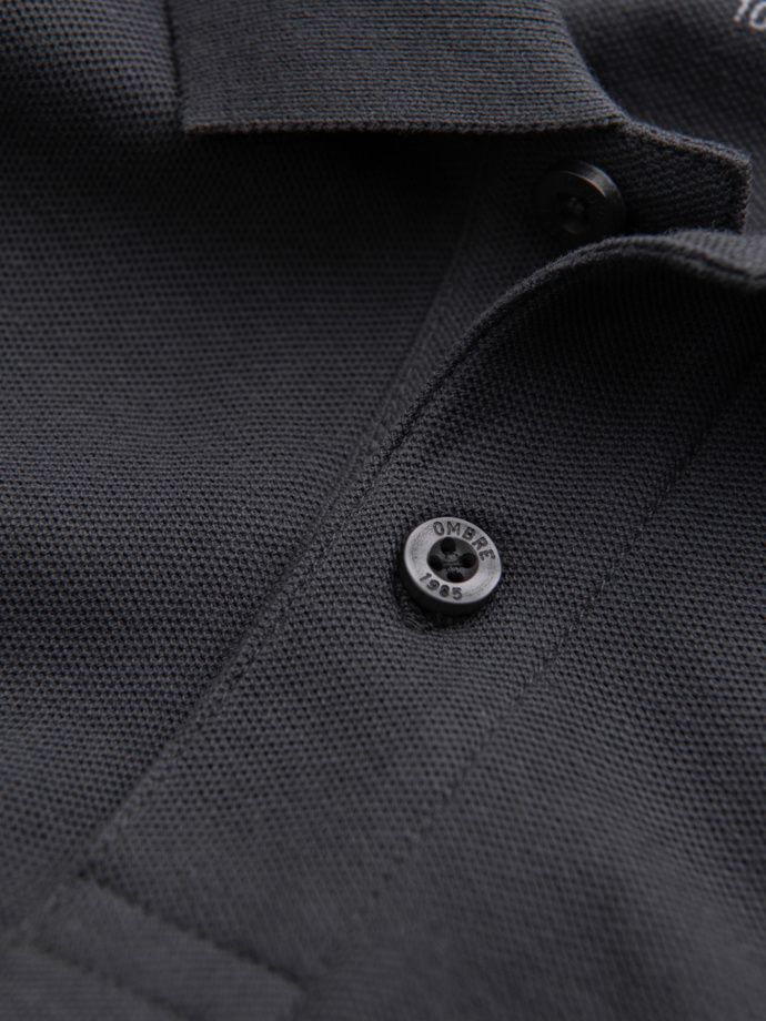 BASIC men's single color pique knit polo shirt - graphite V3 OM-POBS-0100