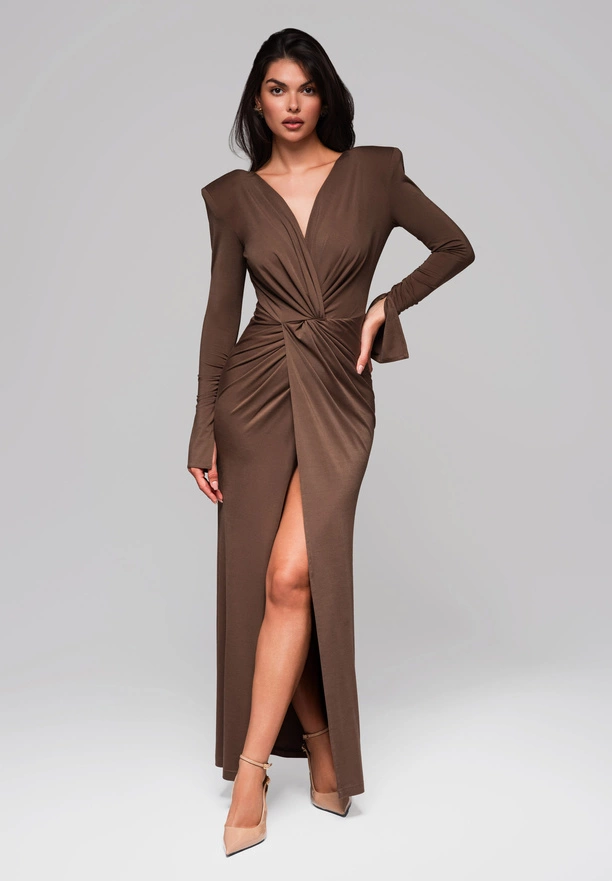 Evening dress LA-OM-DLR185 - light brown