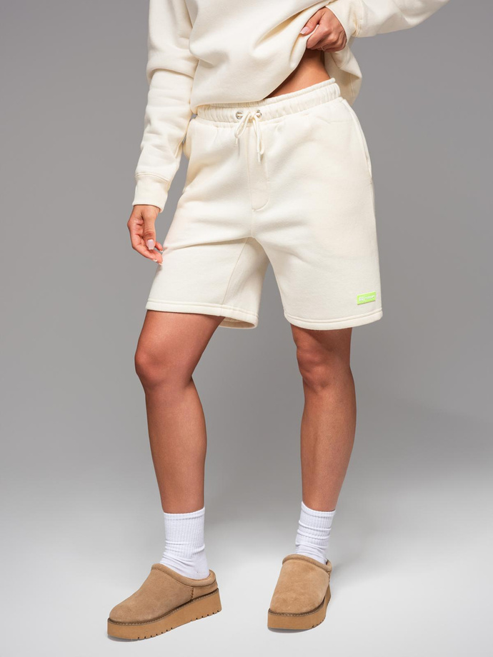 Unisex sweat shorts with drawstring waist - cream V2 OU-SRBC-0101